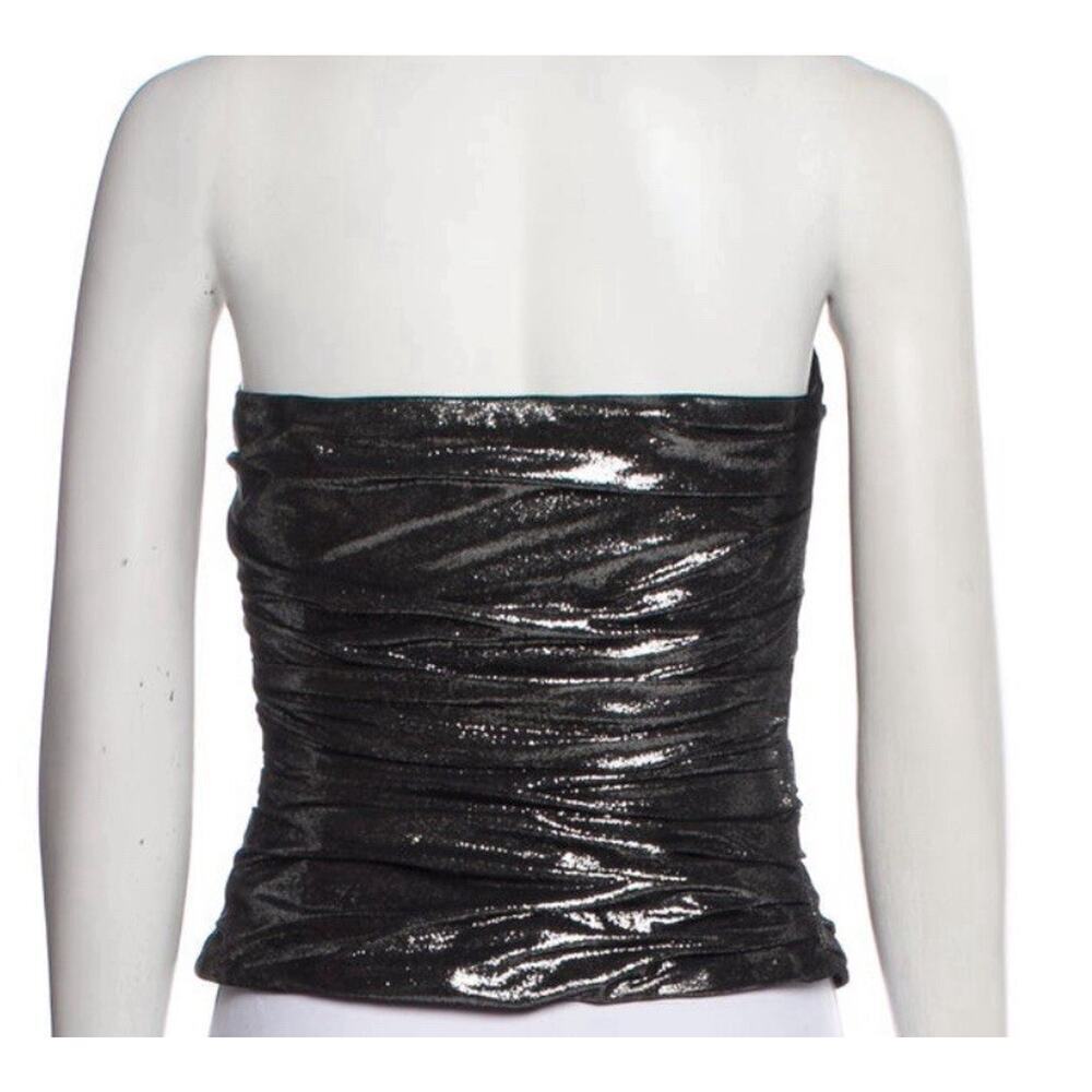 Ralph Lauren Black Label Suede Leather Bustier Corset Strapless Top Metallic 4 S - Picture 3 of 12